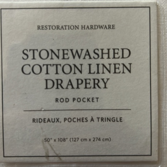 NIP double wide Restoration Hardware STONEWASHED COTTON LINEN DRAPE 100x84 white - Picture 2 of 6